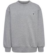 Hummel Sweatshirt - hmlJR Loose Crewneck - Grey Melange m. Logo