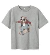 Name It T-shirt - NkmTeaske - Grey Melange m. Tryck