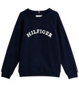 Tommy Hilfiger Sweatshirt - Dark Natt MarinblÃ¥ m. Vit