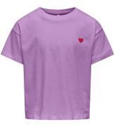 Kids Only T-shirt - Noos - KogMaiken - Afrikansk Violet m. Hjärt