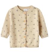 Name It Cardigan - Stickad - NbfOnema - Summer Sand m. Blommor