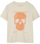 Zadig & Voltaire T-shirt - Offwhite/Orange m. Skalle