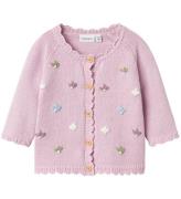 Name It Cardigan - Stickad - NbfBilili - Winsome Orchid m. Blomm