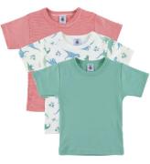 Petit Bateau T-shirt - 3-pack - GrÃ¶n/RÃ¶d