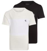 Calvin Klein T-shirt - 2-pack - FÃ¤rgblock - Black/Tofu Colorblo