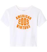 American Vintage T-shirt - Gamipy - Vit/Neonorange