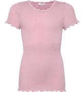 Rosemunde T-shirt - Rib - Balta - Prisma Rosa m. Spetsar