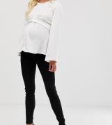 ASOS DESIGN Maternity – Tall – Ridley – Svarta skinny jeans med hög mi...
