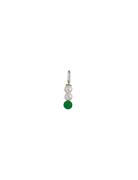 Pearl Stick Charm 4Mm Silver Green Design Letters