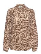 Nation Print Shirt Brown Modström