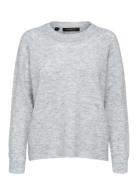 Slflulu Ls Knit O-Neck B Noos Grey Selected Femme