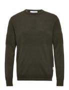 Slhmaine Ls Knit Crew Neck W Noos Green Selected Homme