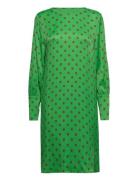 Dress With Gatherings In Dot Print Green Coster Copenhagen