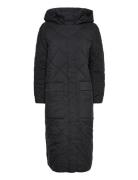 Long Quilted Coat With Hood Black Esprit Casual