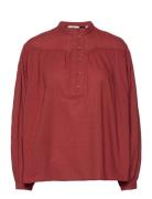 Dobby Texture Blouse Red Esprit Casual