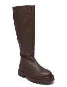 Slfemma High Shafted Leather Boot B Brown Selected Femme
