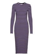 5X5 Stripe Boa Dress Purple Mads Nørgaard