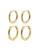 Leaf Recycled 2-In-1 Set Huggie Hoops Gold-Plated Gold Pilgrim