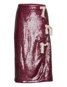 Sequins Midi Skirt Burgundy Ganni