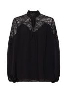 Chiffon Blouse With Lace Black Esprit Collection