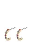 Brigitte Multicolored Crystal Half Hoops Gold Pilgrim