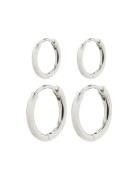 Ariella Huggie Hoop Earrings 2-In-1 Set Silver-Plated Silver Pilgrim