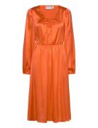 Vipetia L/S V-Neck Mid Calf Dress/Dc Orange Vila