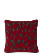 Holly Embroidered Wool Mix Pillow Cover Red Lexington Home