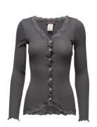 Silk Cardigan W/ Lace Grey Rosemunde