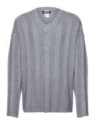 Over D V-Neck Sweater Grey Hope