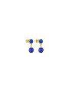 Ball Beads Earhangers Blue Design Letters