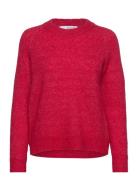 Slflulu Ls Knit O-Neck Red Selected Femme