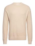 Slhbert Relaxed Ls Knit Stu Crew Neck W Beige Selected Homme