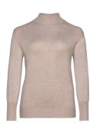Carvenice Lifel/S Roll Pullover Knt Beige ONLY Carmakoma