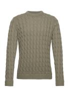 Onskicker Life Reg 3 Cable Crew Knit Khaki ONLY & SONS