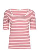 T-Shirt Ribbed Pink Tom Tailor