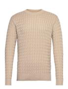 Onsmason Reg 5 Cable Crew Knit Beige ONLY & SONS