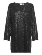 Viglitas Deep V-Neck L/S Sequin Dress Black Vila