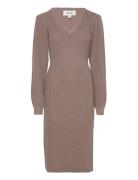 Vmgeorgine Ls V-Neck Calf Knit Dress Vma Brown Vero Moda