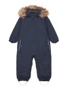 Coverall W. Fake Fur Navy Color Kids