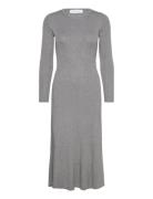 Slflura Lurex Ls Knit Dress Grey Selected Femme