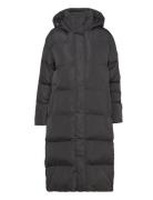 Longline Hooded Puffer Coat Black Superdry