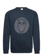 Loose Fit Sweat With Owl Print - Go Blue Knowledge Cotton Apparel