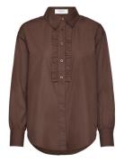 Rwsebony Shirt W/Ruffles Brown Rosemunde