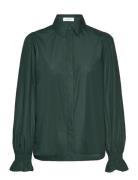 Shirt W/ Smock Detail Green Rosemunde