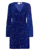 Vibarina Wide Sleeve Glitter Dress Blue Vila