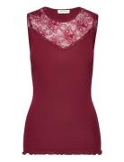 Silk Top Regular W/ Lace Red Rosemunde