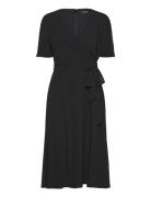 Belted Georgette Dress Black Lauren Ralph Lauren