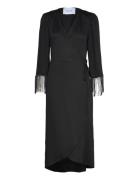 Msjassie Solid Fringe Sleeve Dress Black Minus