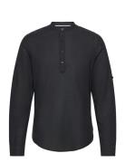 Onscaiden Ls Halfplackt Linen Shirt Noos Black ONLY & SONS